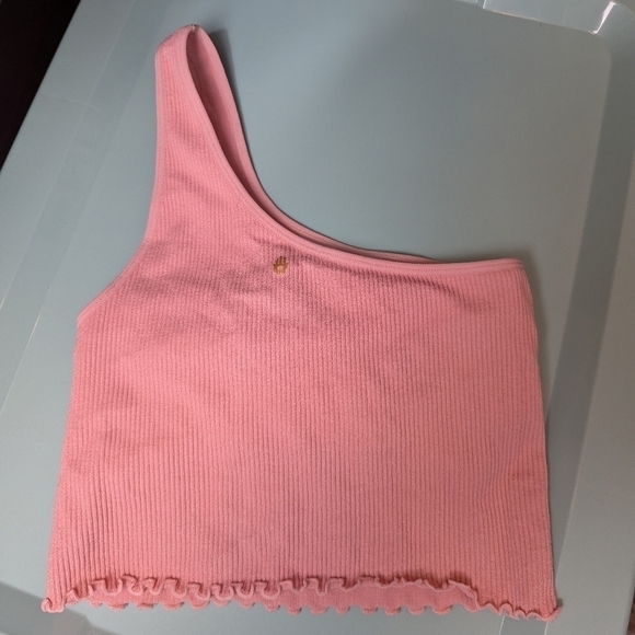 NWOT Spiritual Gangster Luna one shoulder ruffle bra pink - Picture 2 of 2